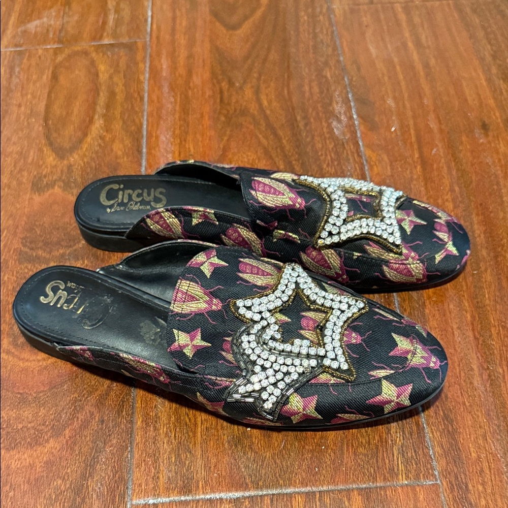 Circus by Sam Edelman Black and Pink Embellished Mules